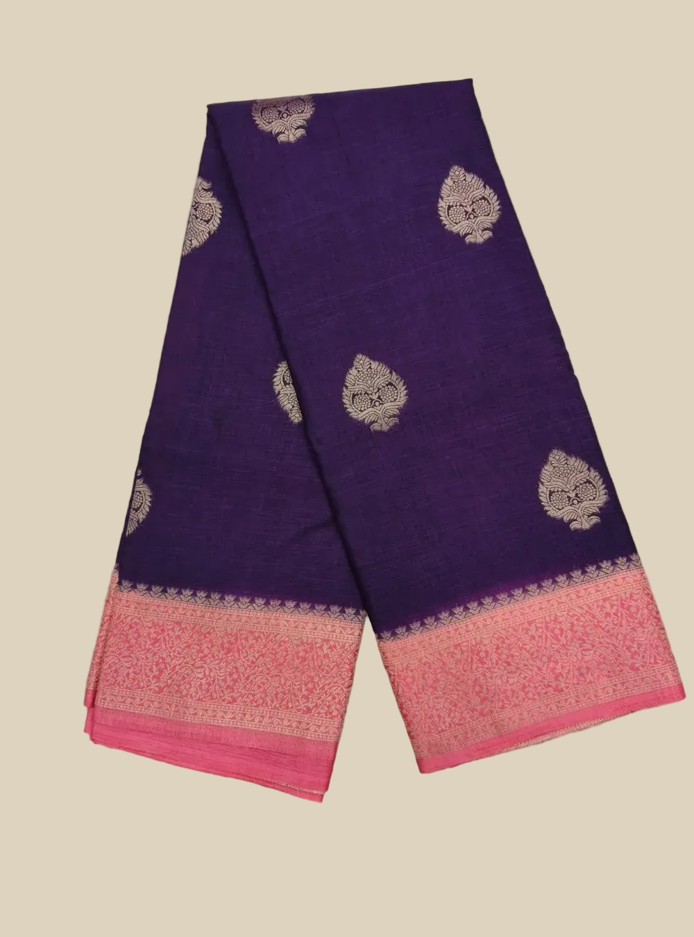 Banarasi Silk Saree  _ Jamoon Purple Gaddi Zari Border with Rich Pallu