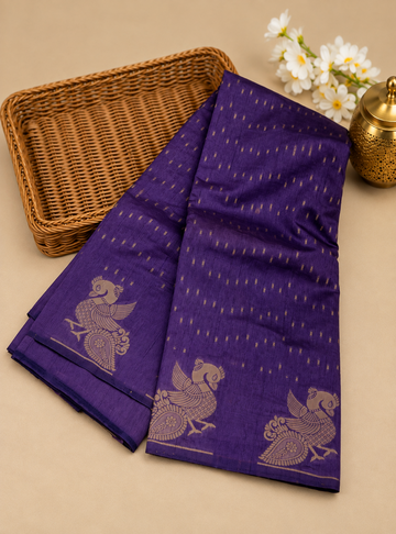 Semi Tussar Silk Saree _ Royal Purple Colour with Self Weave Pattern