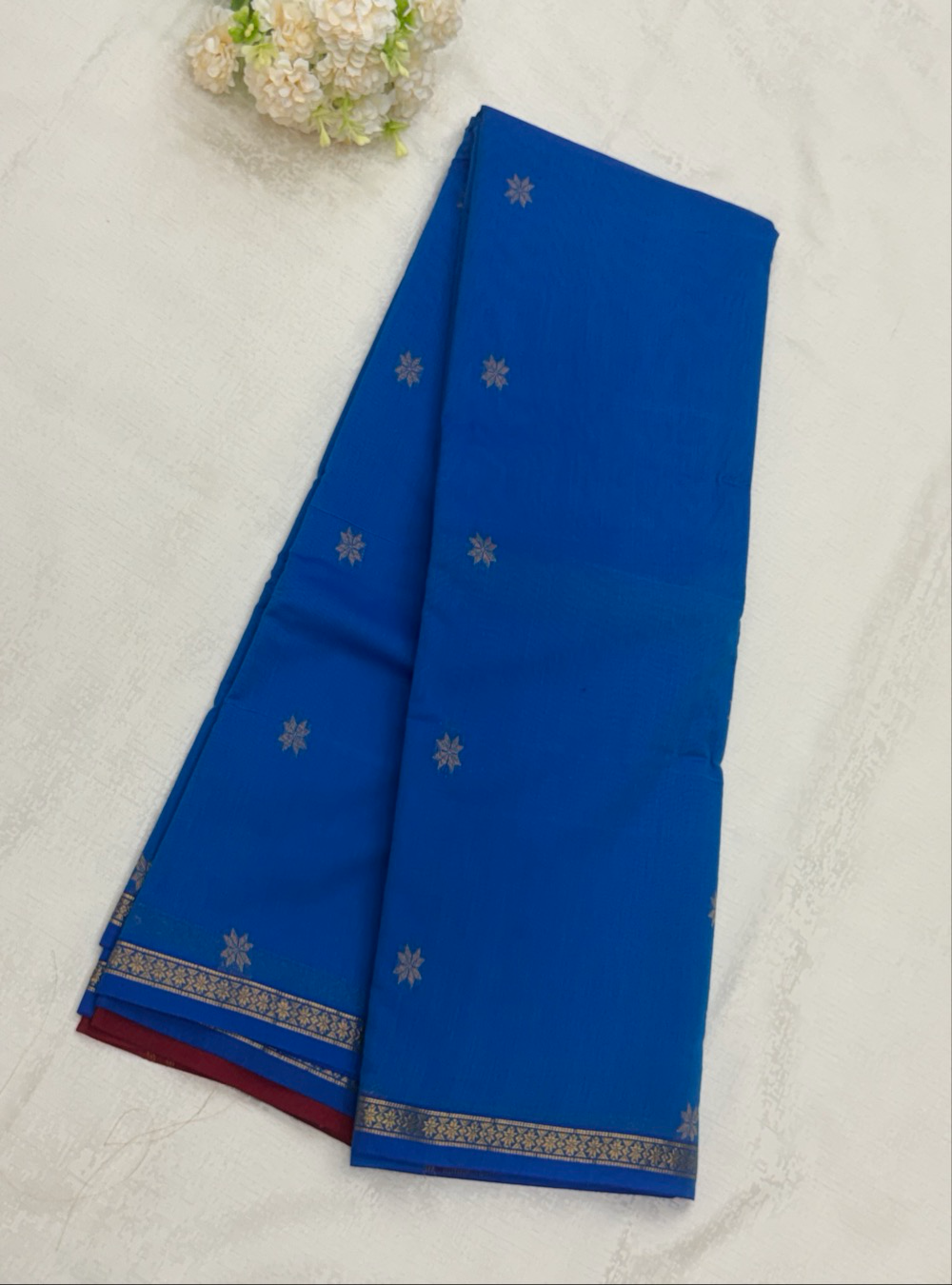 Premium Maheshwari Silk Cotton Saree _ Royal Blue with Contrast Wine Pallu